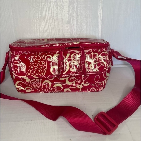 VERA BRADLEY - Pink Floral Vinyl Makeup Tote Bag w/Shoulder Strap - Preowned - Picture 8 of 11
